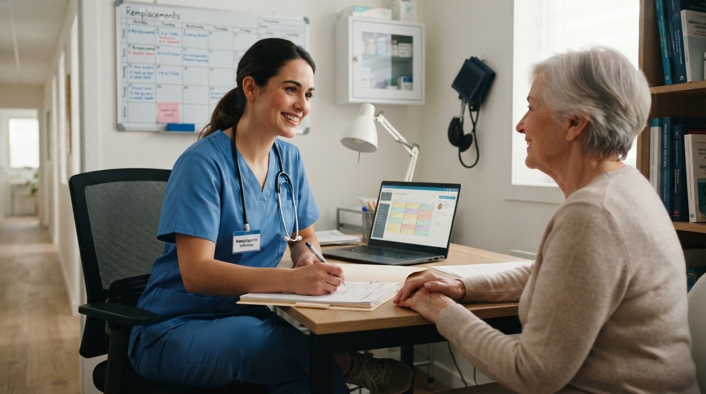 Infirmière remplaçante préparant ses missions de remplacement en établissement de santé